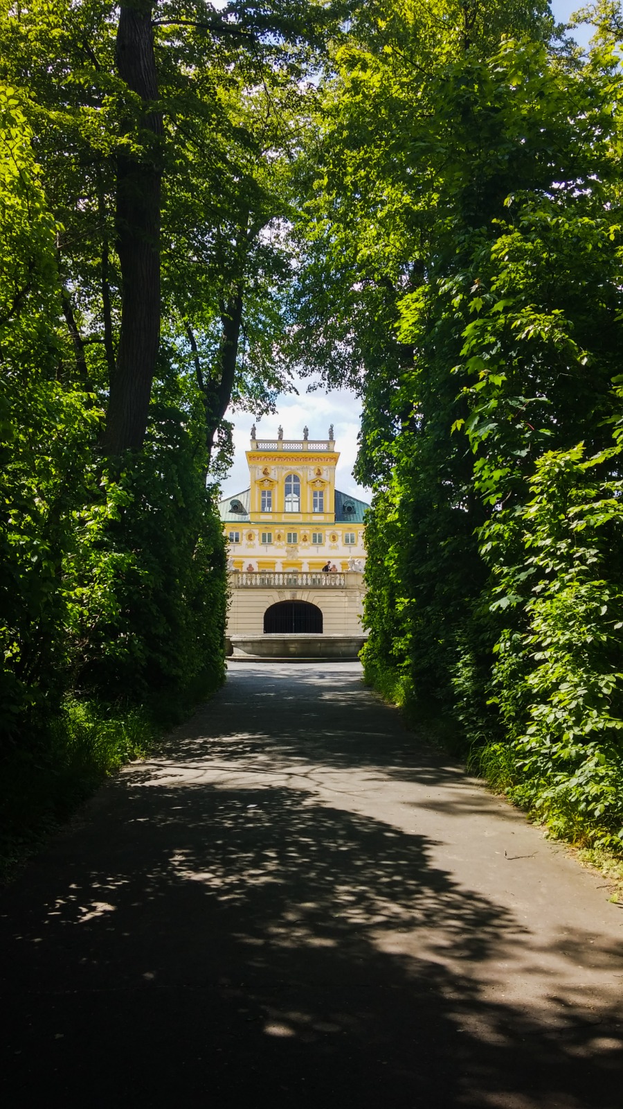 Wilanów Palace seen through the gardens in Warsaw, Poland